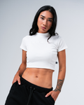 Blusa corta de rib para mujer CÁVILAR - color blanco, vista frontal