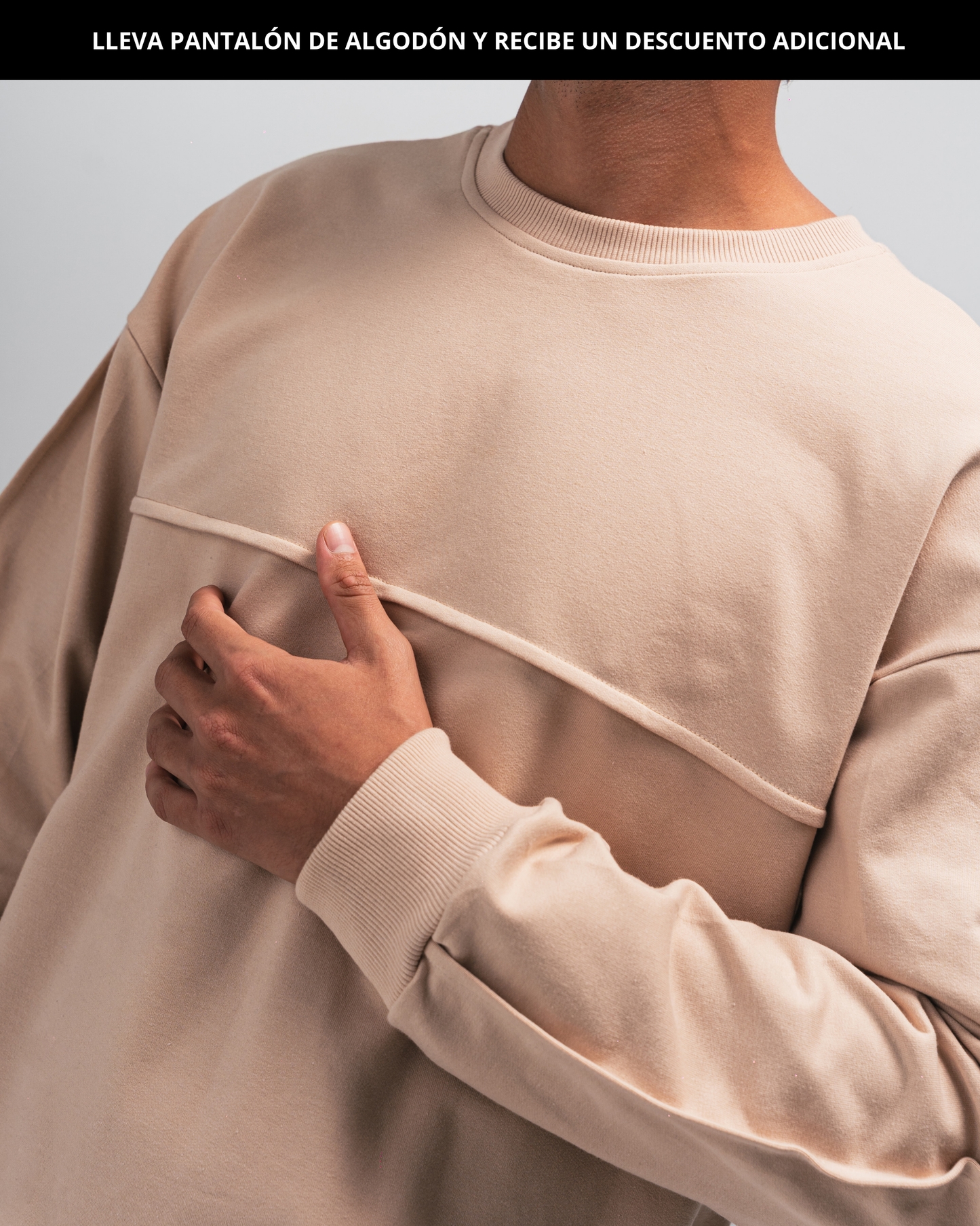Buzo algodón para hombre CÁVILAR - color beige, detalle manga