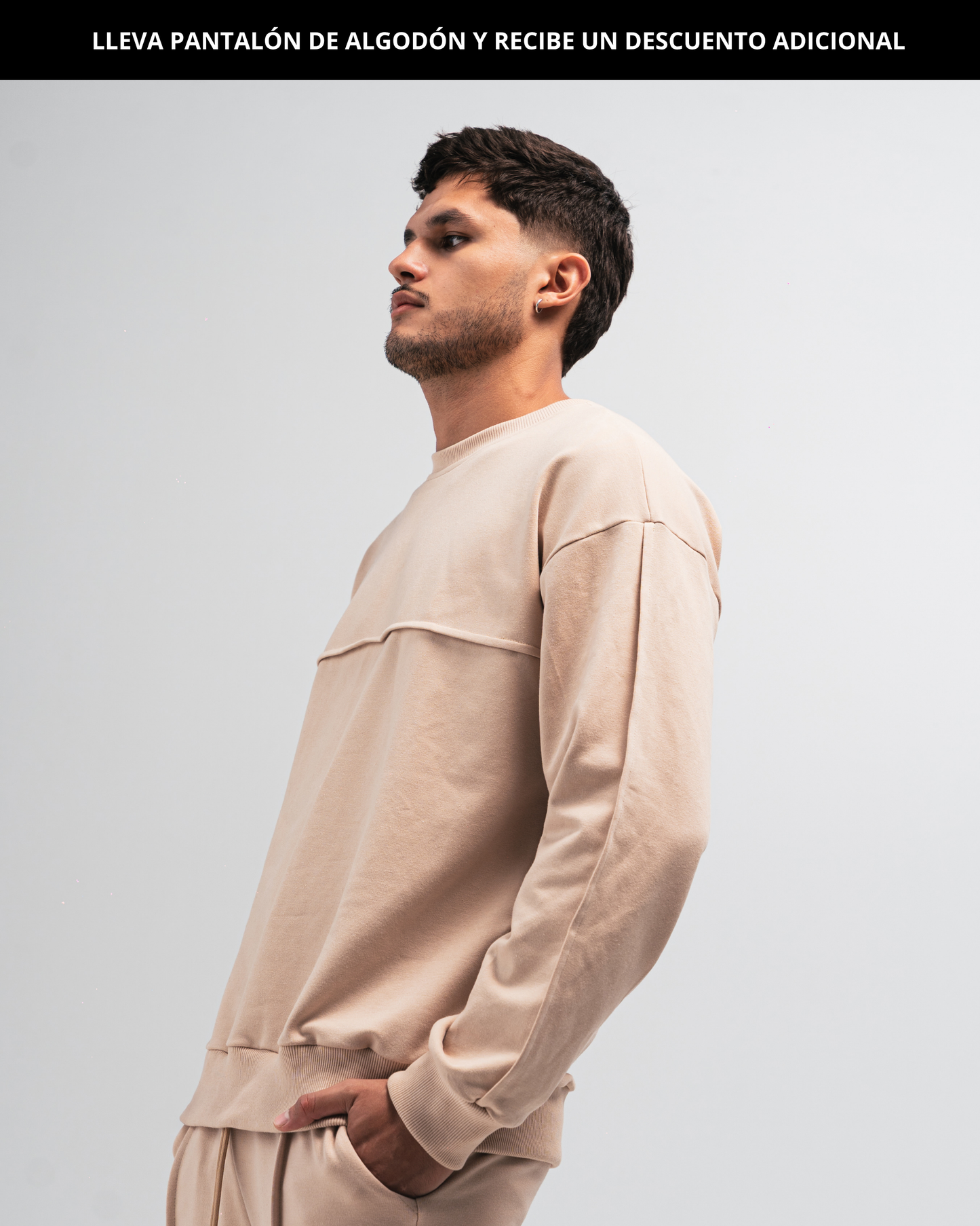 Buzo algodón para hombre CÁVILAR - color beige, vista lateral