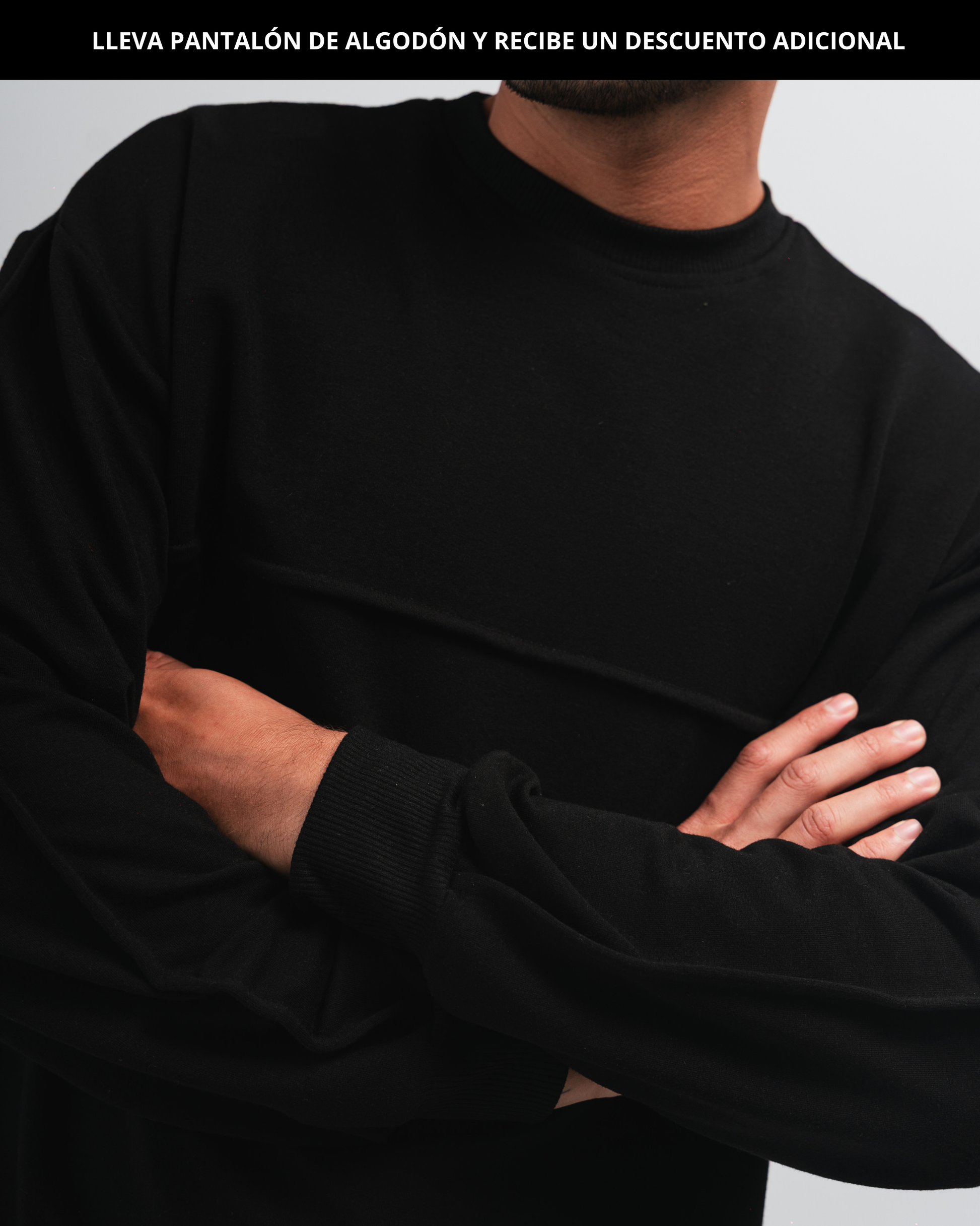 Buzo algodón para hombre CÁVILAR - color negro, detalle frente
