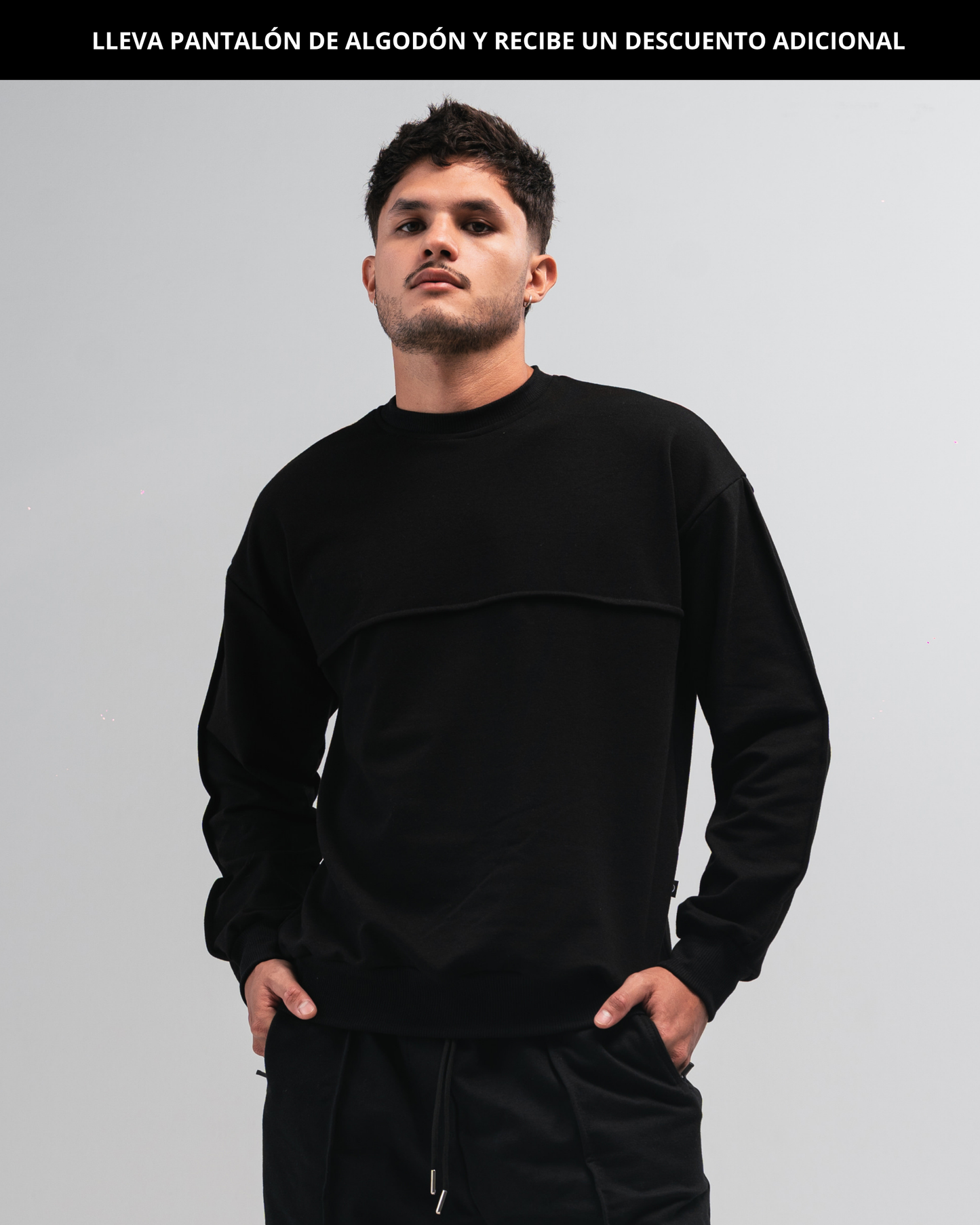 Buzo algodón para hombre CÁVILAR - color negro, vista frontal