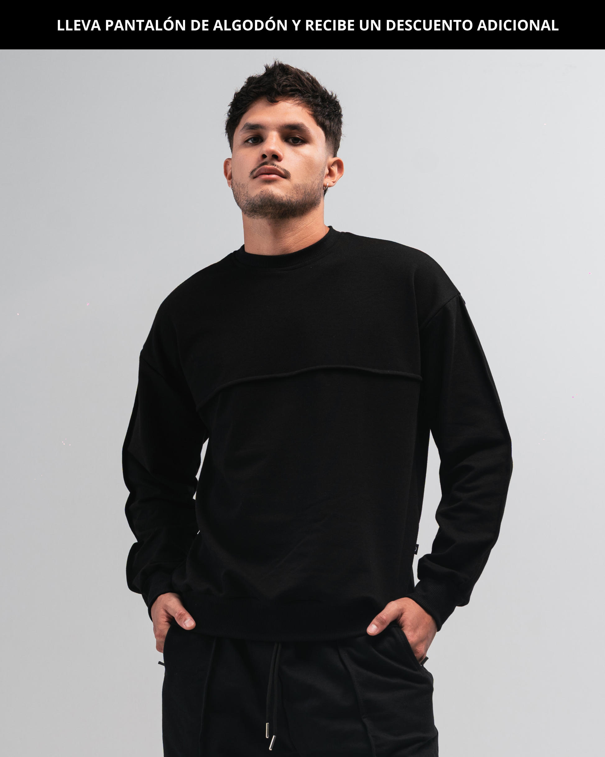 Buzo algodón para hombre CÁVILAR - color negro, vista frontal
