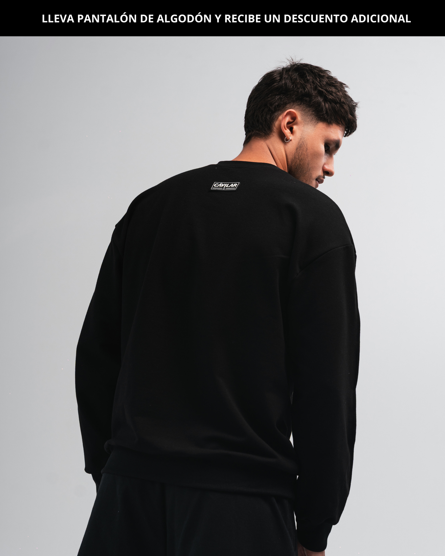 Buzo algodón para hombre CÁVILAR - color negro, vista trasera