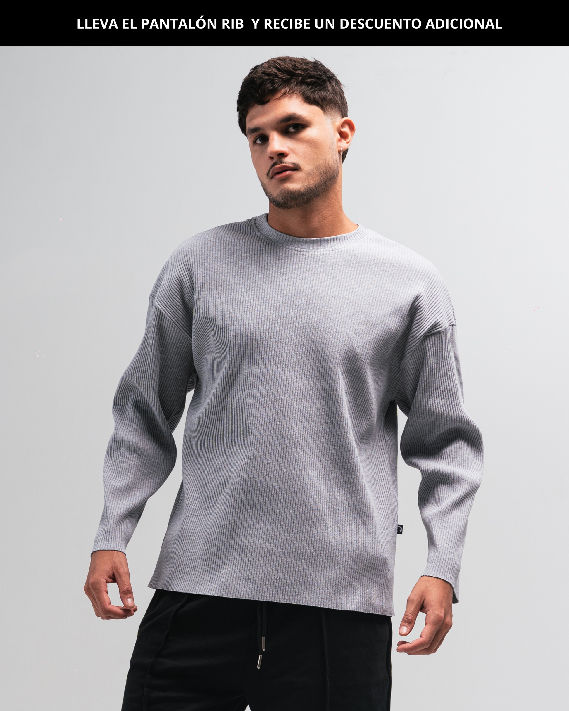 Buzo rib para hombre CÁVILAR - color gris, vista frontal