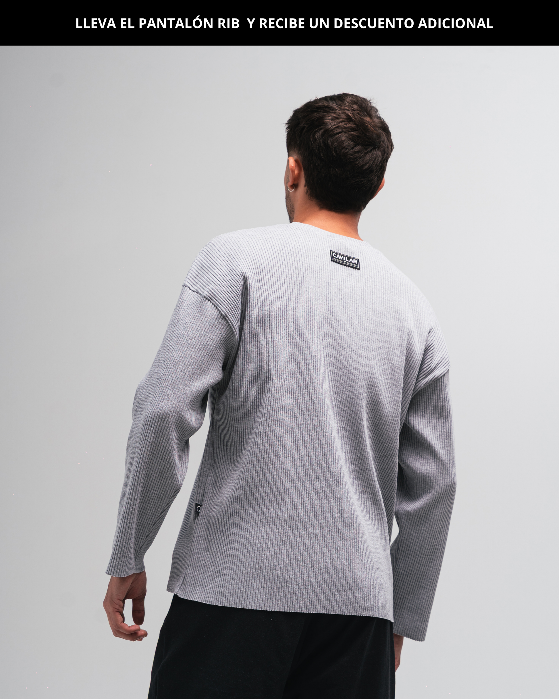 Buzo rib para hombre CÁVILAR - color gris, vista trasera