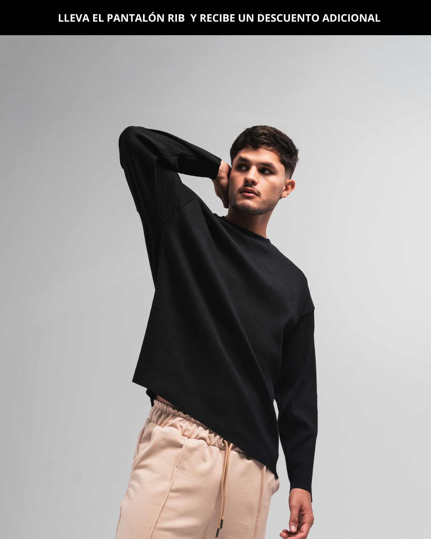 Buzo rib para hombre CÁVILAR - color negro, vista frontal