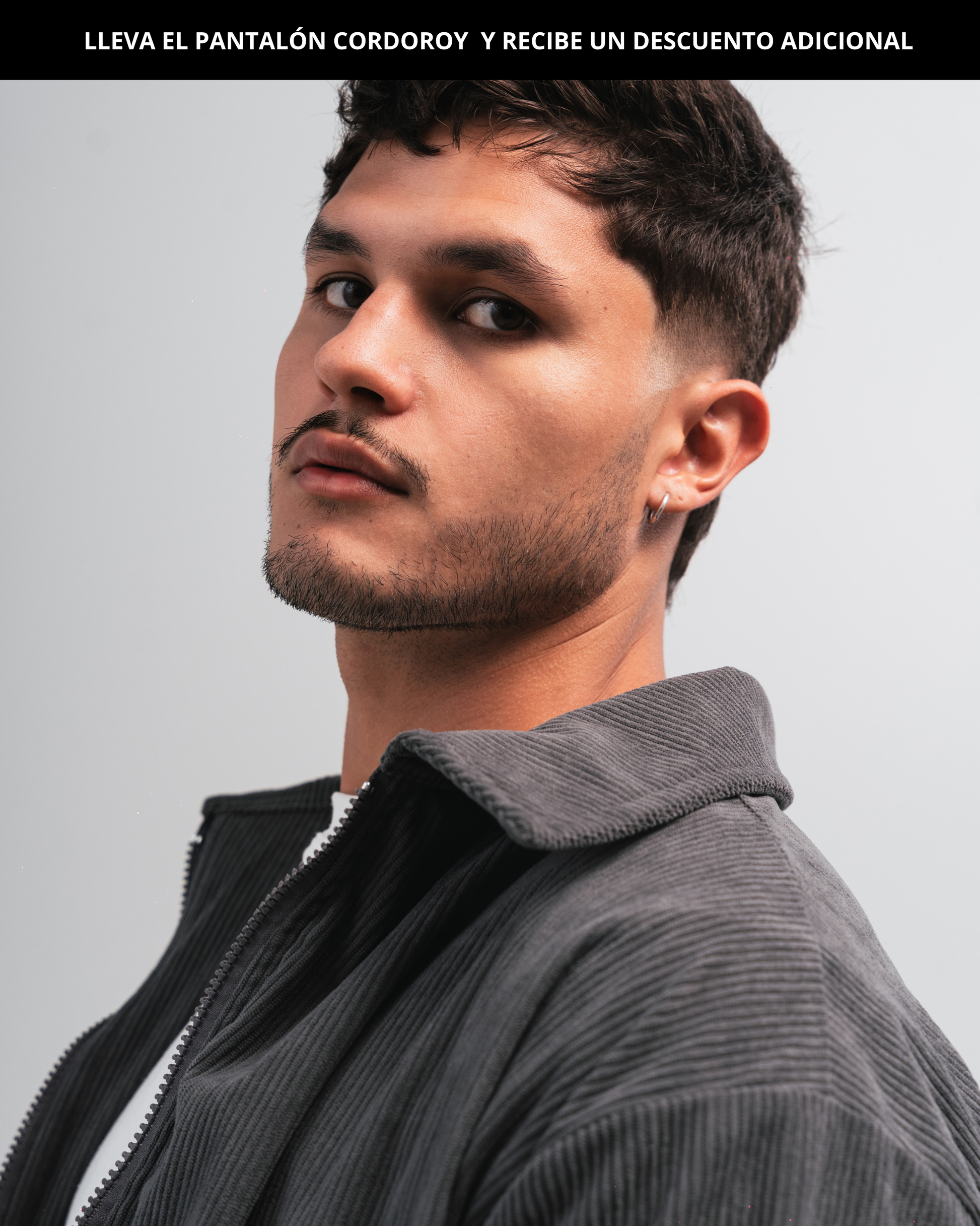 Chaqueta cordoroy para hombre CÁVILAR - color gris, detalle cierre