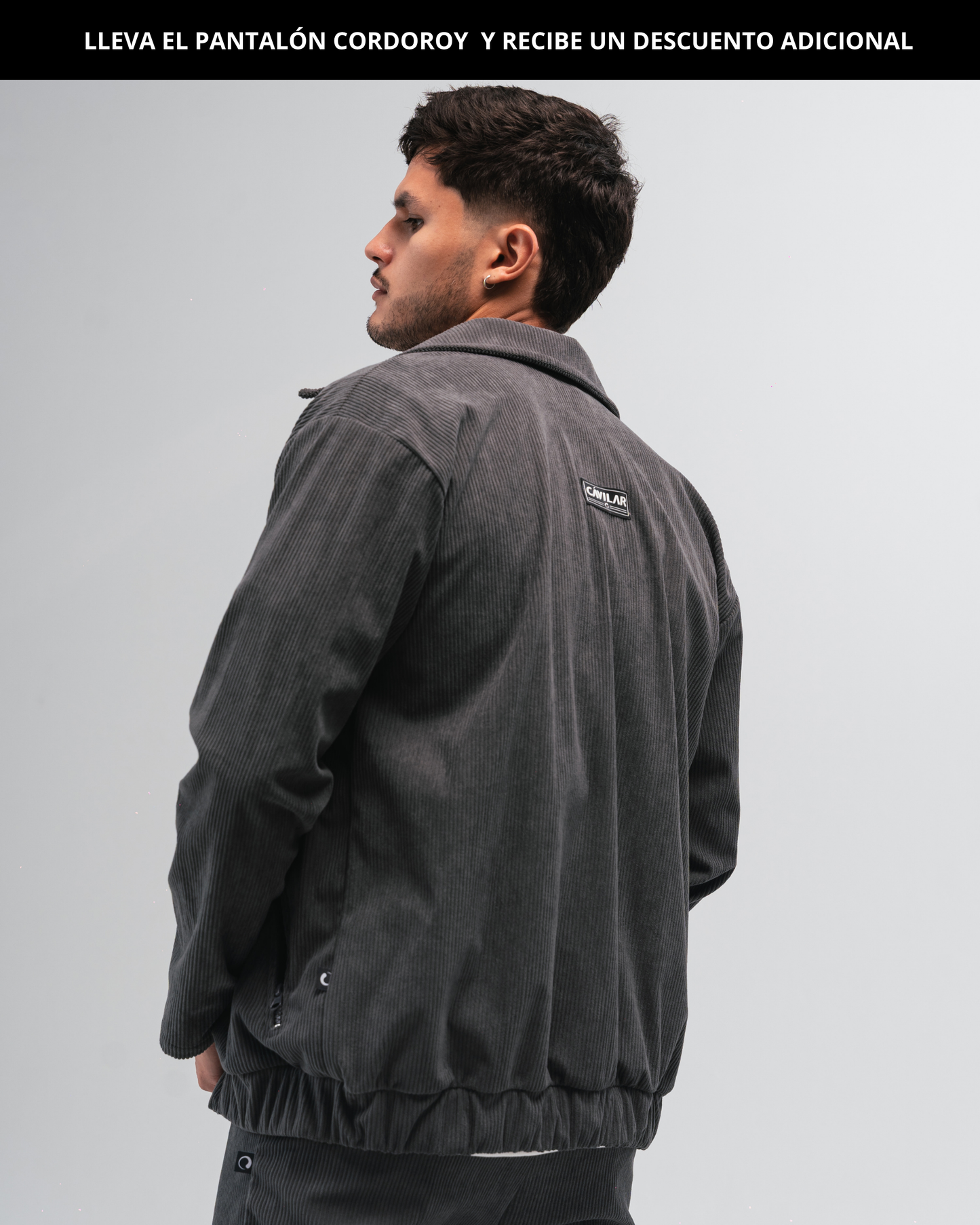 Chaqueta cordoroy para hombre CÁVILAR - color gris, vista lateral