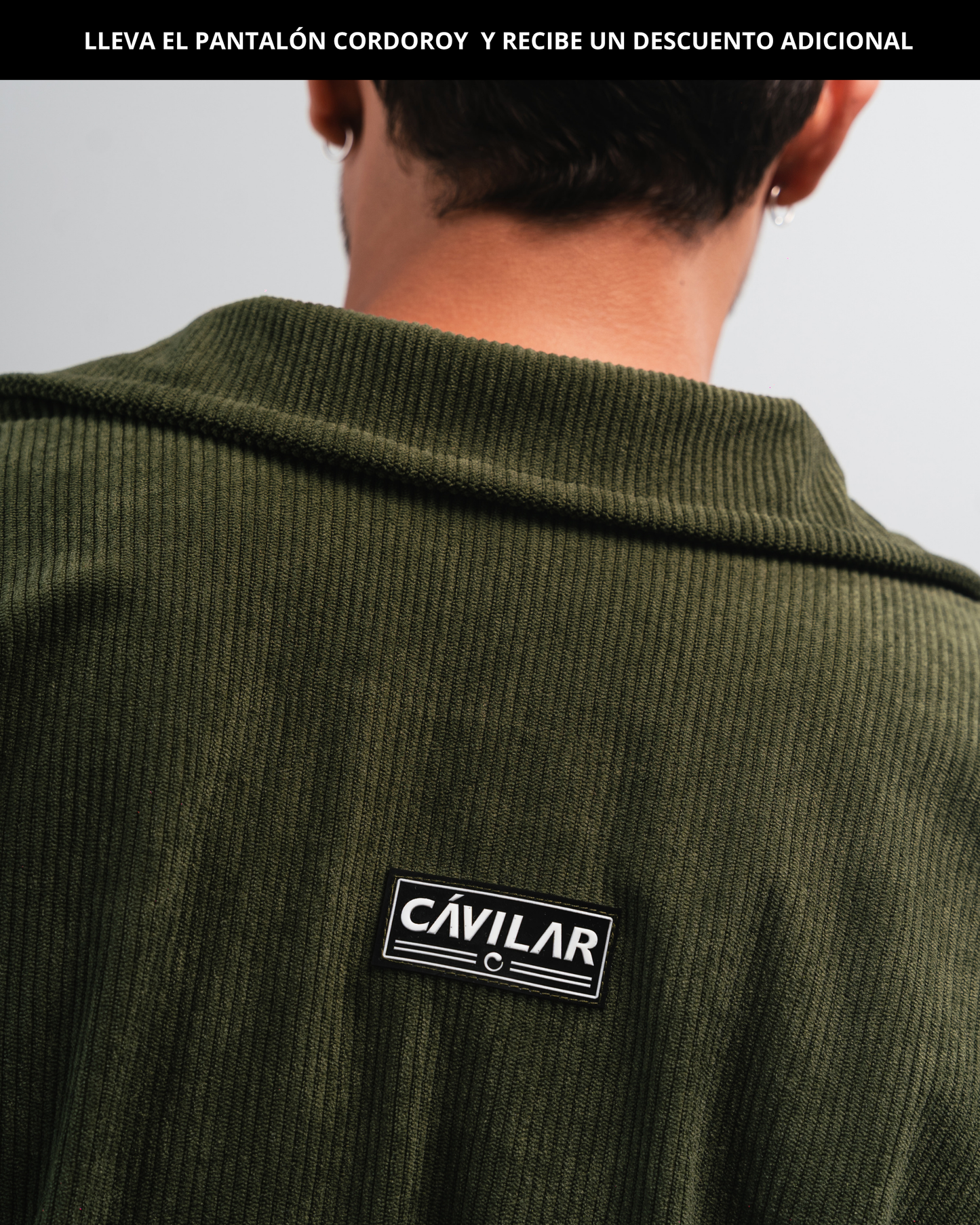 Chaqueta cordoroy para hombre CÁVILAR - color verde militar, detalle marquilla
