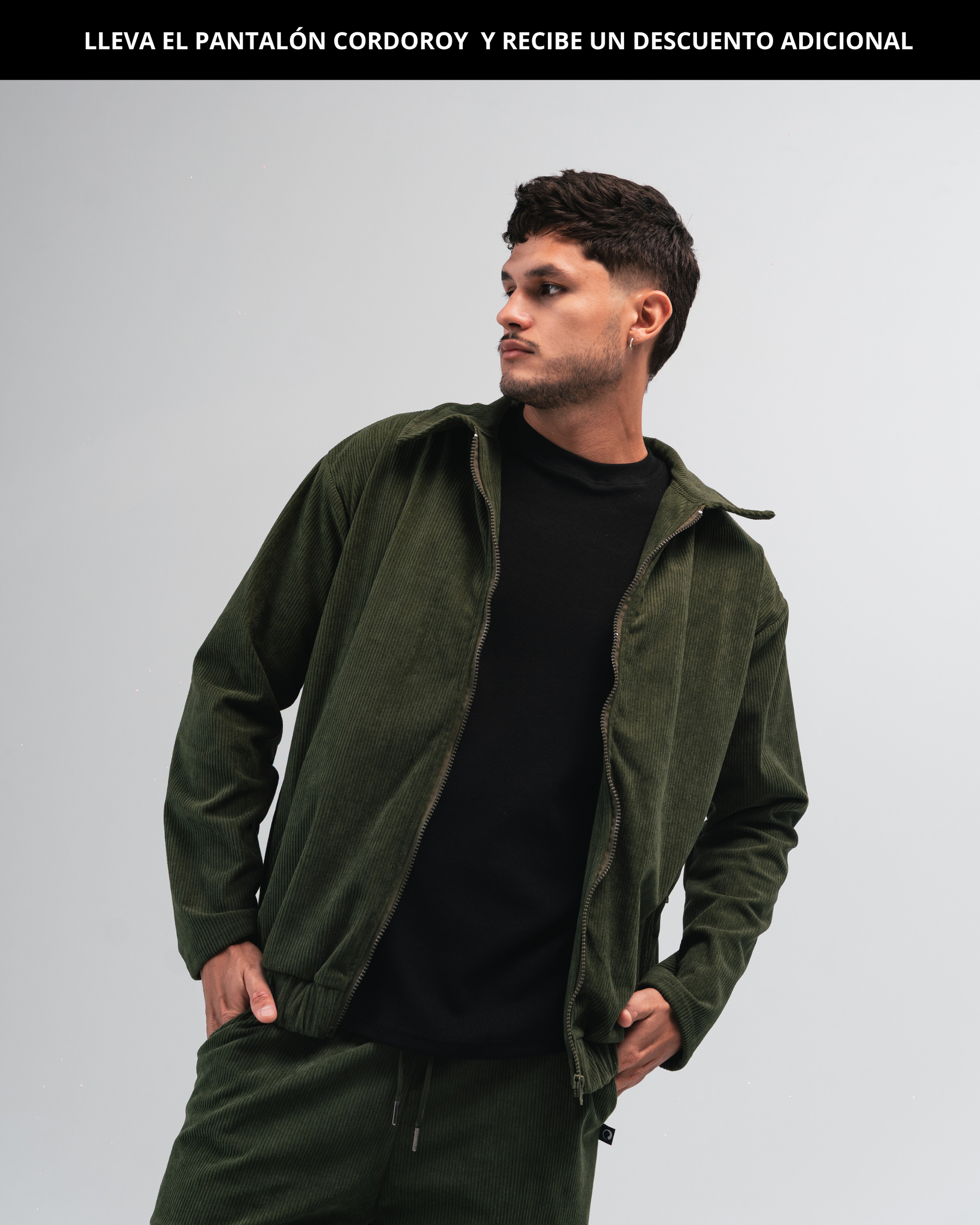 Chaqueta cordoroy para hombre CÁVILAR - color verde militar, vista frontal