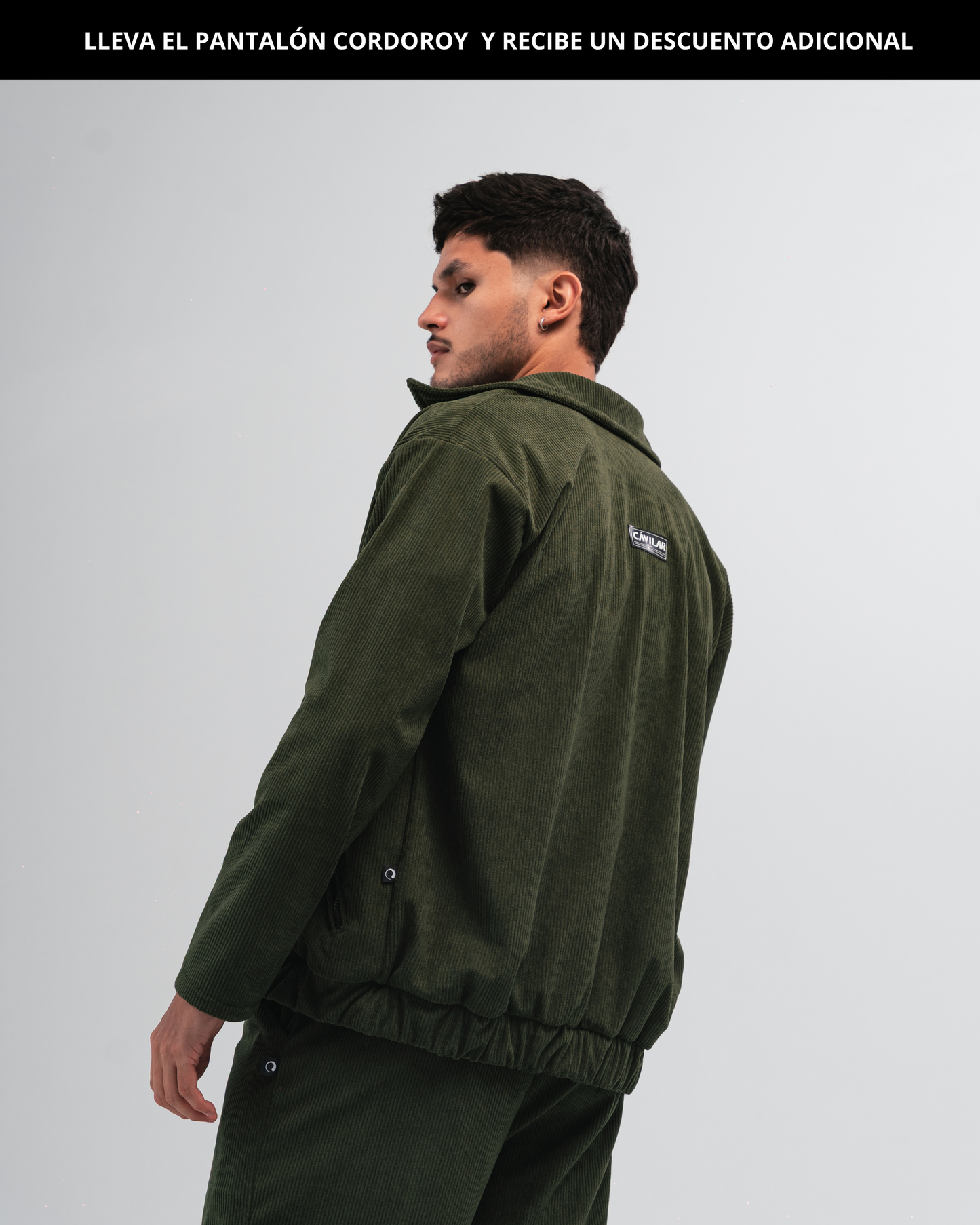 Chaqueta cordoroy para hombre CÁVILAR - color verde militar, vista lateral