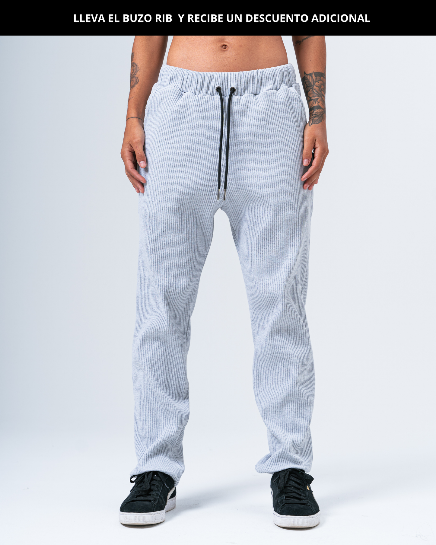 Jogger rib para mujer CÁVILAR - color gris, vista frontal