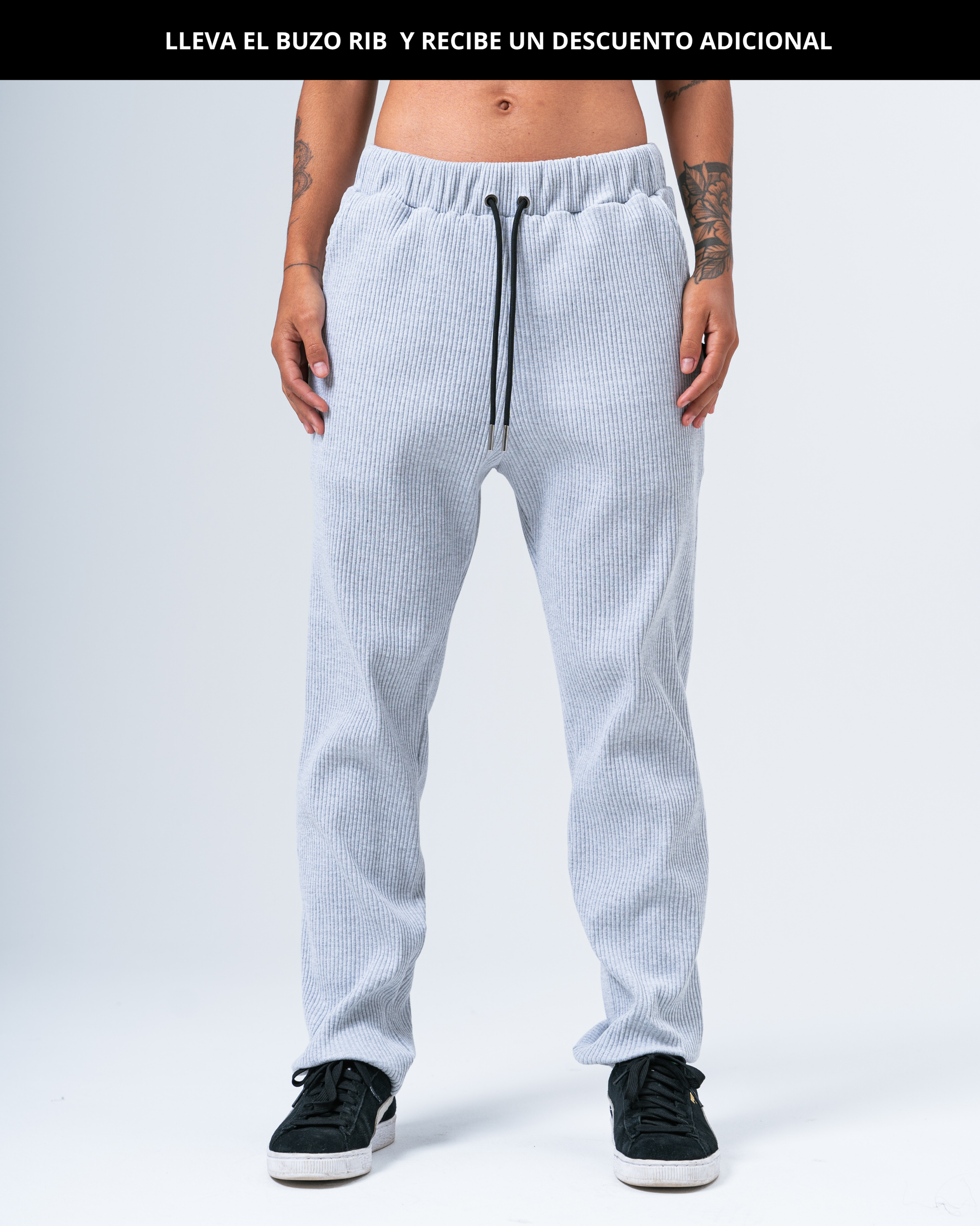 Jogger rib para mujer CÁVILAR - color gris, vista frontal